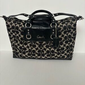 Coach Ashley Monogram Satchel Black Silver F15440